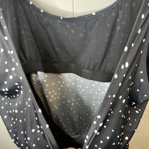 Swimsuits For All Plus Size 34 Black/White Dot Side Tie Blouson Tankini Top - Picture 13 of 16